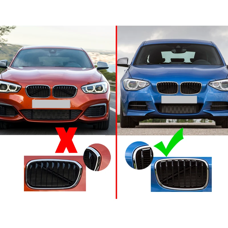 MagicKit Car Racing Grill Fit For BMW F20 F21 LCI 1 Series 1 Pair Front Kidney Grille 2011 2012 2013 2014 2015 Auto Accessories