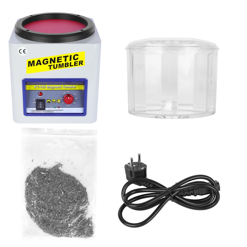 KT-185 Magnetic Tumbler Jewelry Polishing Machine 2000 RPM 600g Capacity Jewelry Polisher Finisher AC 110V/220V with Adjustable