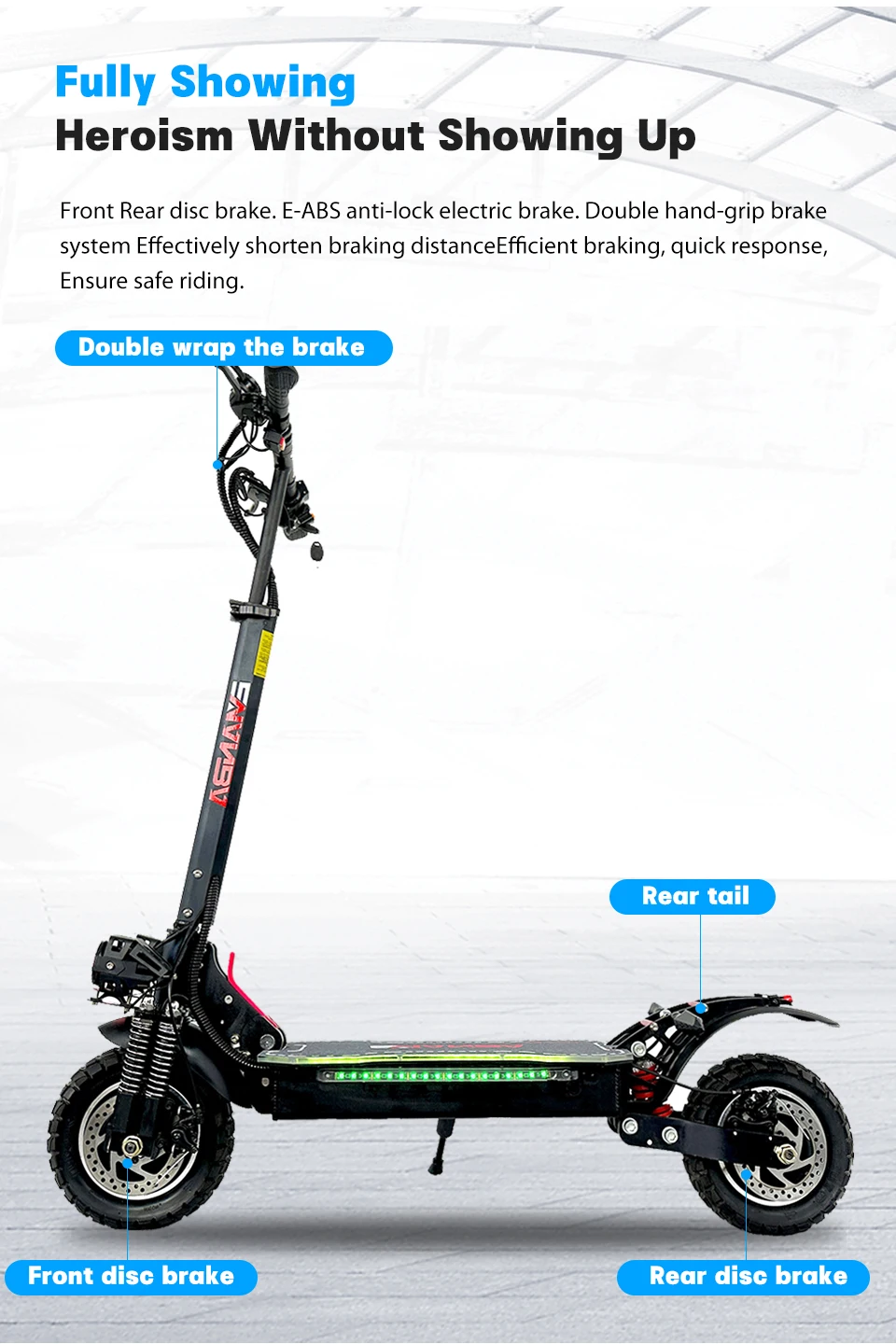 USA EU Dual Motor Electric Scooter, Foldable Scooter, Max Speed 55km, 10Inch Max Mileage, 70km, H, 2400W