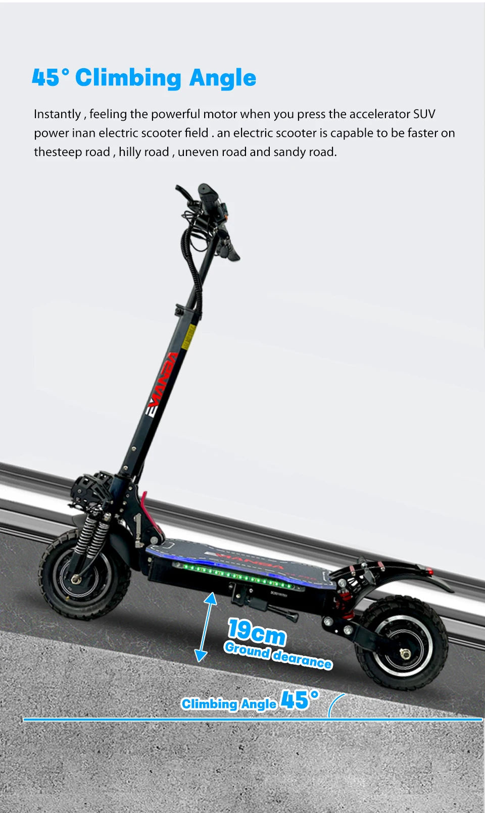 USA EU Dual Motor Electric Scooter, Foldable Scooter, Max Speed 55km, 10Inch Max Mileage, 70km, H, 2400W