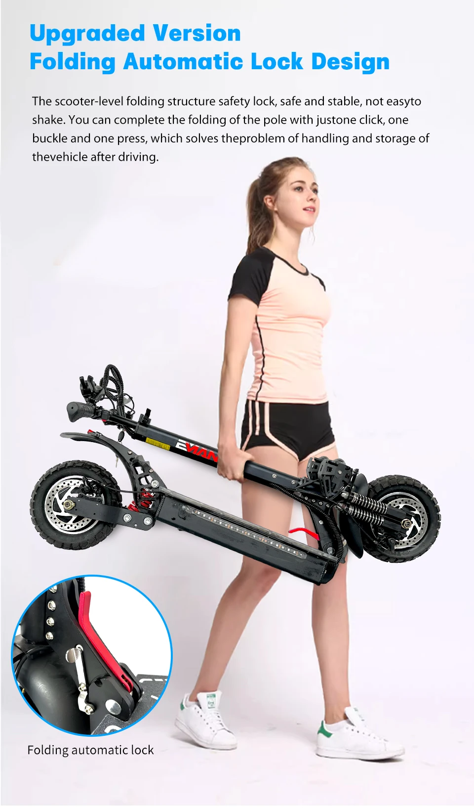USA EU Dual Motor Electric Scooter, Foldable Scooter, Max Speed 55km, 10Inch Max Mileage, 70km, H, 2400W