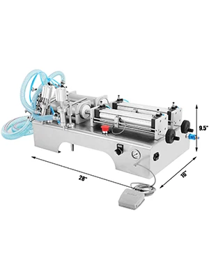 SucceBuy 100-1000ML Pneumatic Liquid Filling Machine with Double Nozzles Commercial Automatic Bottle Filler for Cosmetic Drinks