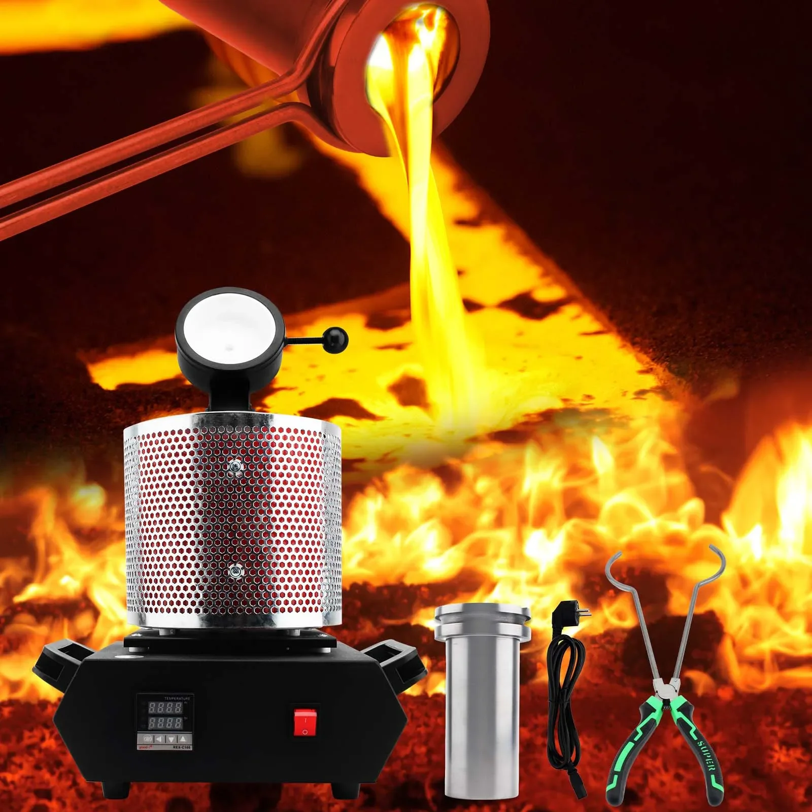 3KG Digital Gold Melting Furnace Machine Heating Capacity 2100W Refining Precious Metal Silver Jewelry Casting Tool