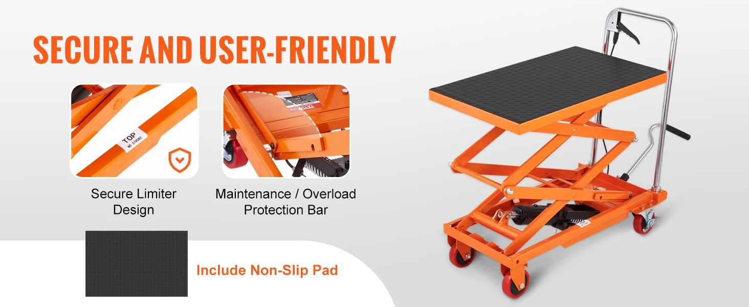 SucceBuy 330/770/1760Lbs Lifting Platform Hydraulic Car Lift Table Cart Heavy Duty Double Shear Wheelbarrow for Repair Motorcycl