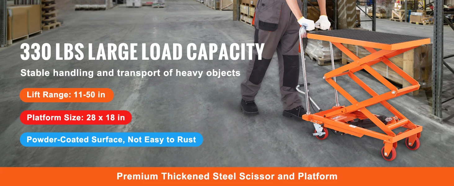 SucceBuy 330/770/1760Lbs Lifting Platform Hydraulic Car Lift Table Cart Heavy Duty Double Shear Wheelbarrow for Repair Motorcycl