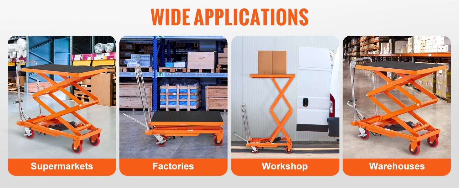 SucceBuy 330/770/1760Lbs Lifting Platform Hydraulic Car Lift Table Cart Heavy Duty Double Shear Wheelbarrow for Repair Motorcycl
