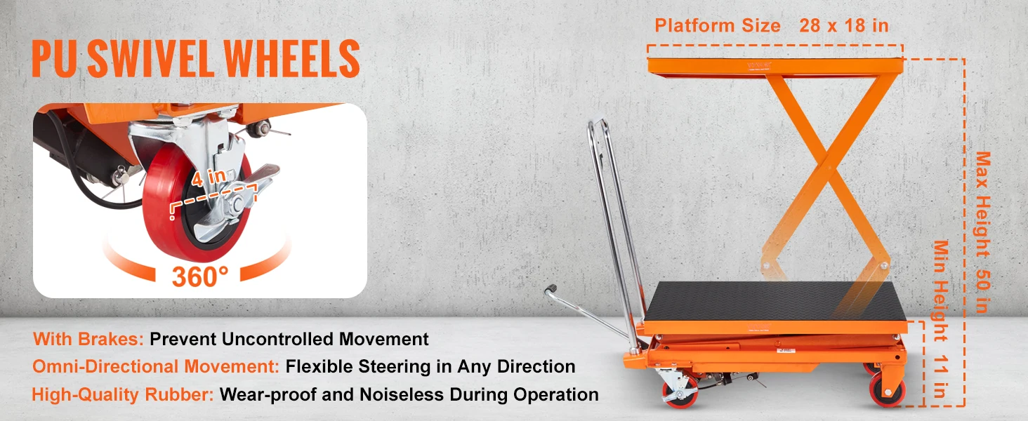 SucceBuy 330/770/1760Lbs Lifting Platform Hydraulic Car Lift Table Cart Heavy Duty Double Shear Wheelbarrow for Repair Motorcycl