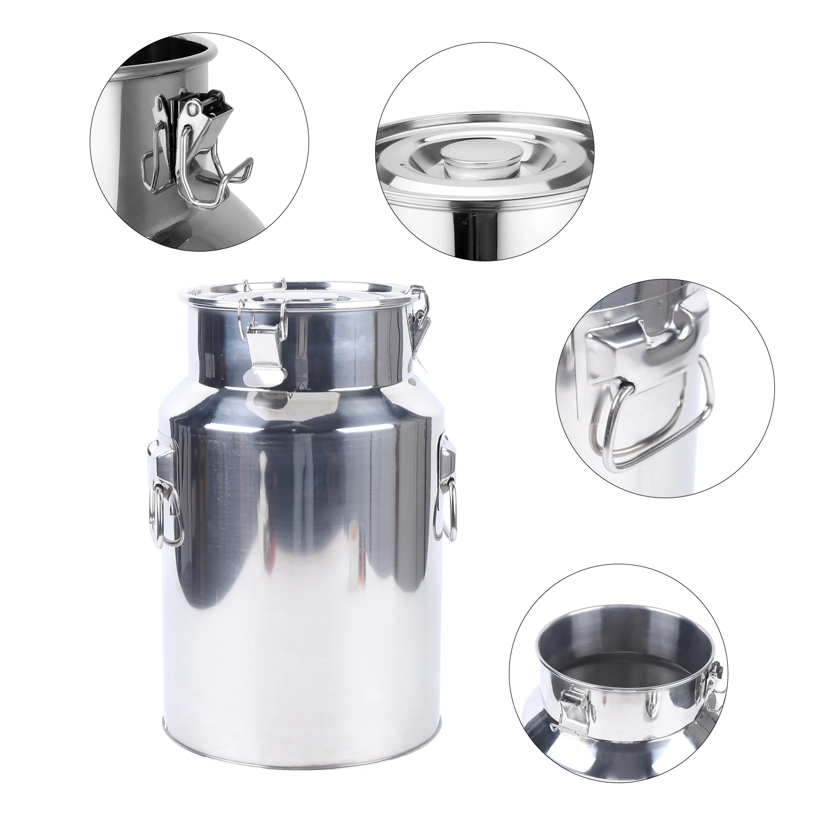 201 Stainless Steel Milk Jug Leak-Proof Lid Milk Jug Transport Jug Stainless Steel Container with Silicone Seal (18L)