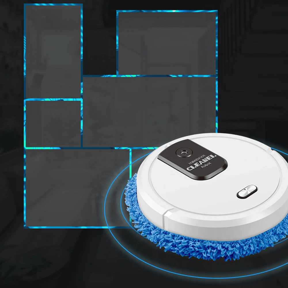 Cleaning Mop Wet and Dry Mopping Sweeping Robot with Spray Function 360 Degree Automatic Cleaning Mode White