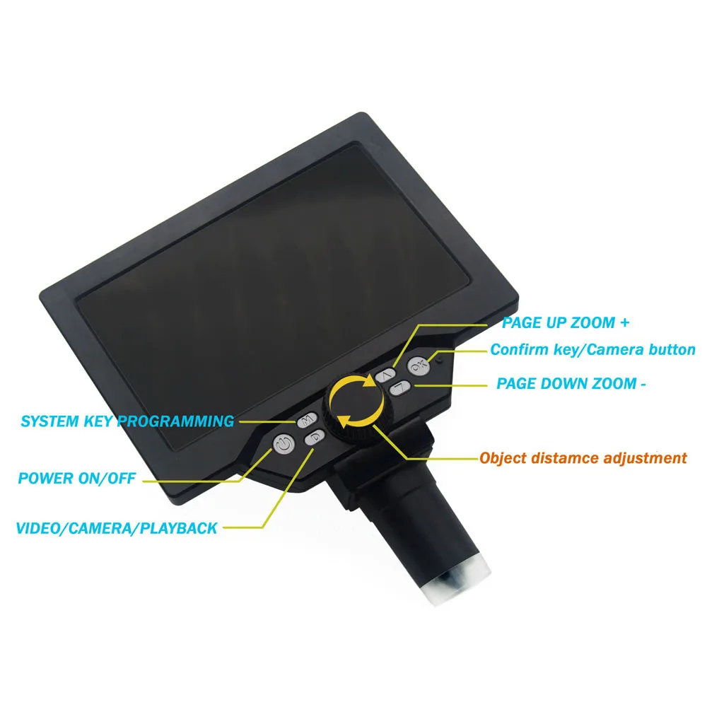 G1200 Digital Microscope 7 Inch Large Color Screen Large Base LCD Display 12MP 1-1200X Continuous Amplification Magnifier
