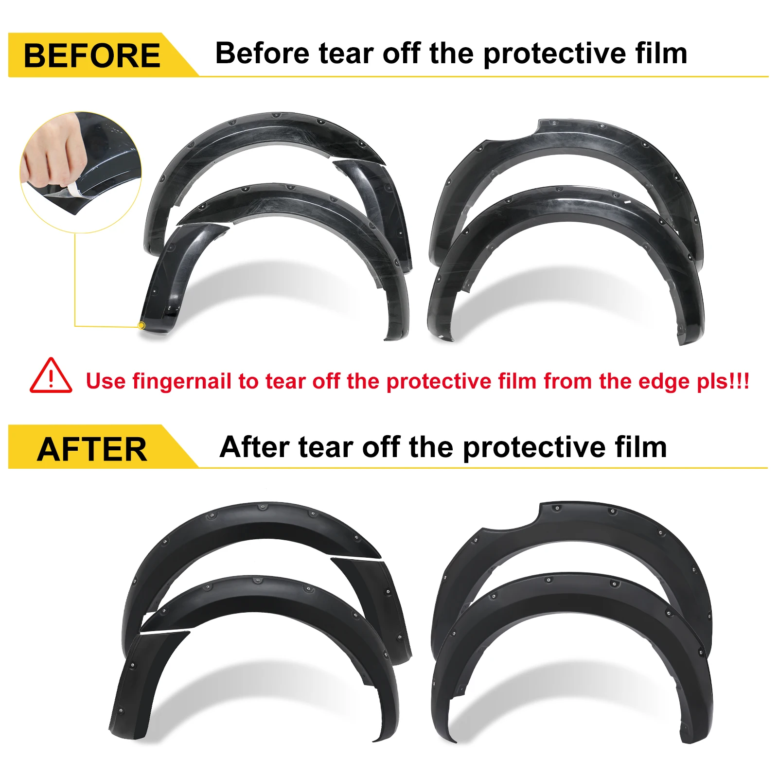 6'' Wheel Arch Extension Fender Flares for Ford Ranger Wildtrak Limited XLT XL 2015-2022 T7 T8 Models Dual Cab Mudguards
