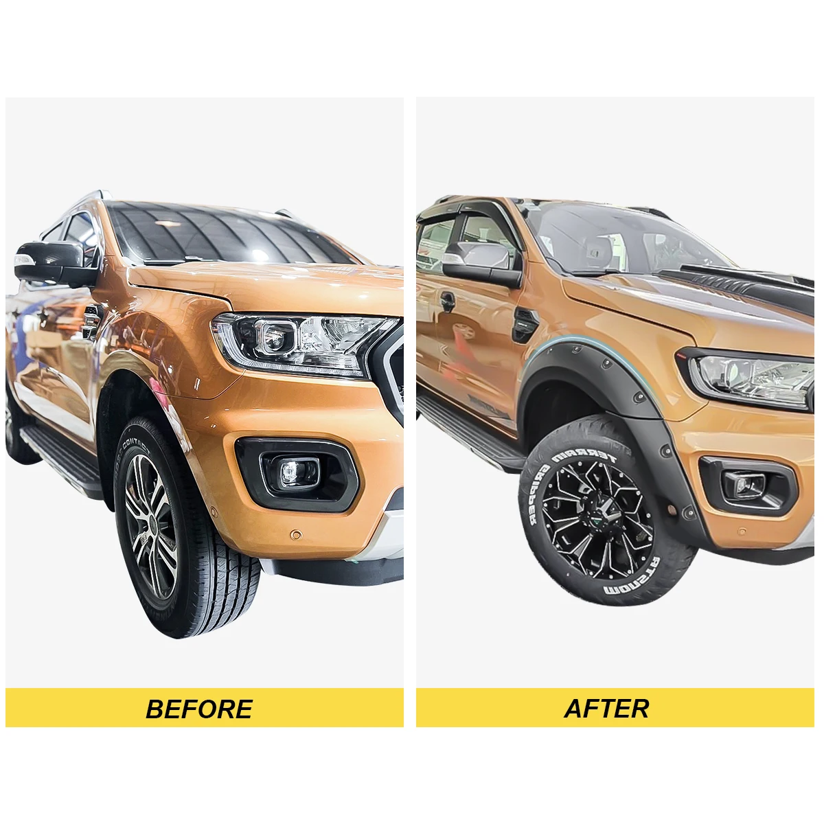 6'' Wheel Arch Extension Fender Flares for Ford Ranger Wildtrak Limited XLT XL 2015-2022 T7 T8 Models Dual Cab Mudguards