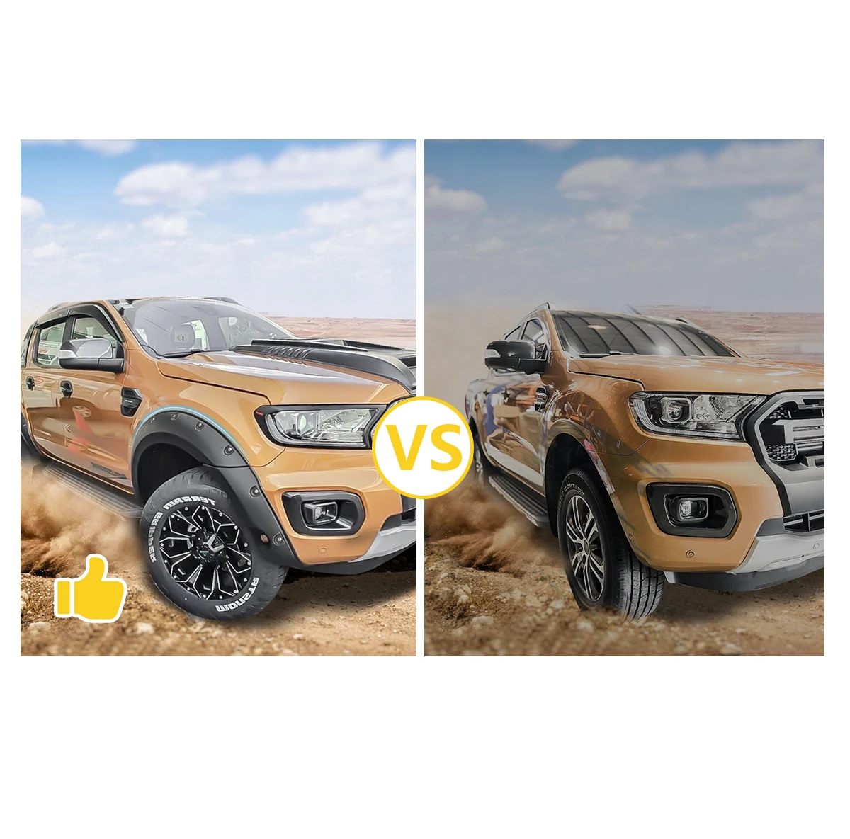 6'' Wheel Arch Extension Fender Flares for Ford Ranger Wildtrak Limited XLT XL 2015-2022 T7 T8 Models Dual Cab Mudguards