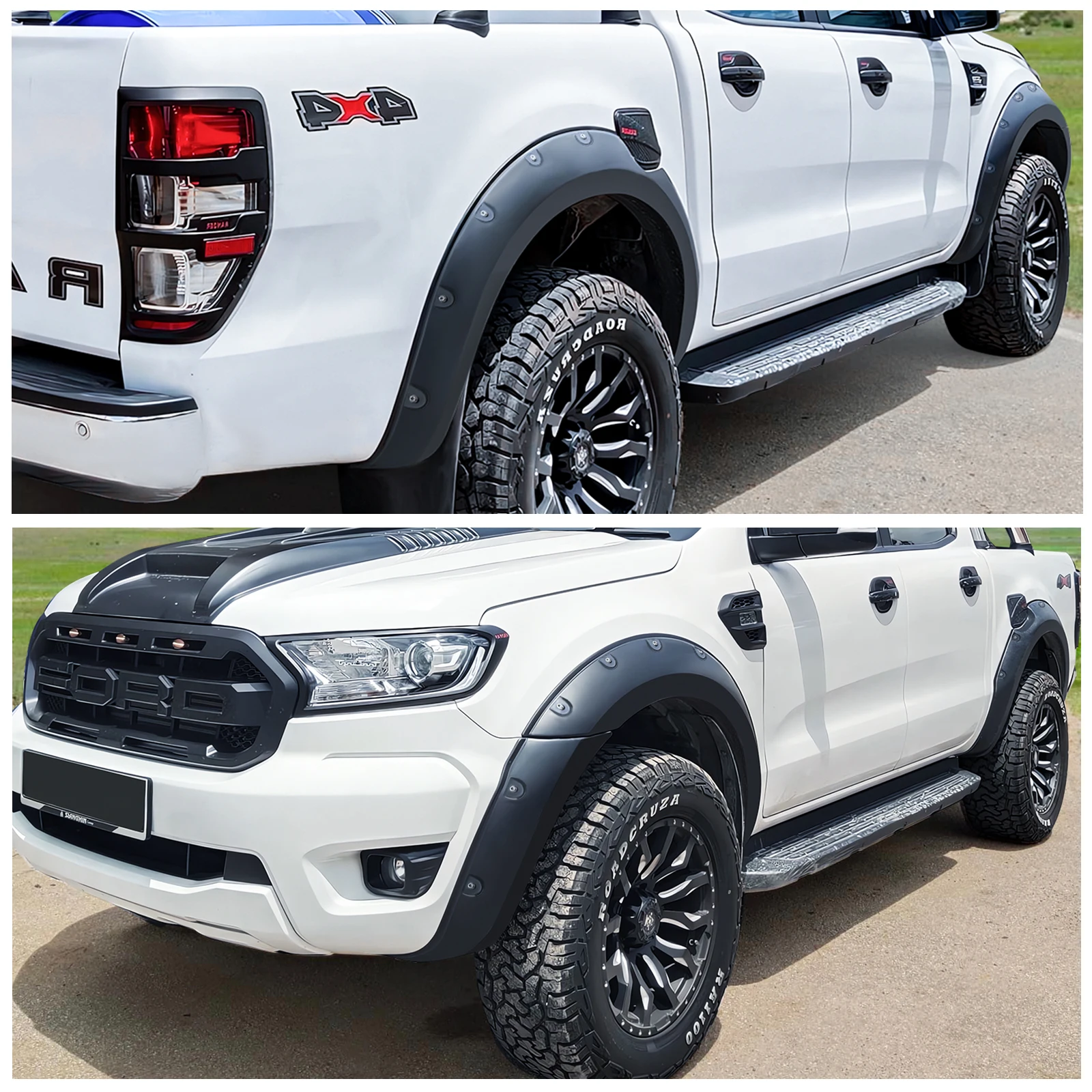 6'' Wheel Arch Extension Fender Flares for Ford Ranger Wildtrak Limited XLT XL 2015-2022 T7 T8 Models Dual Cab Mudguards