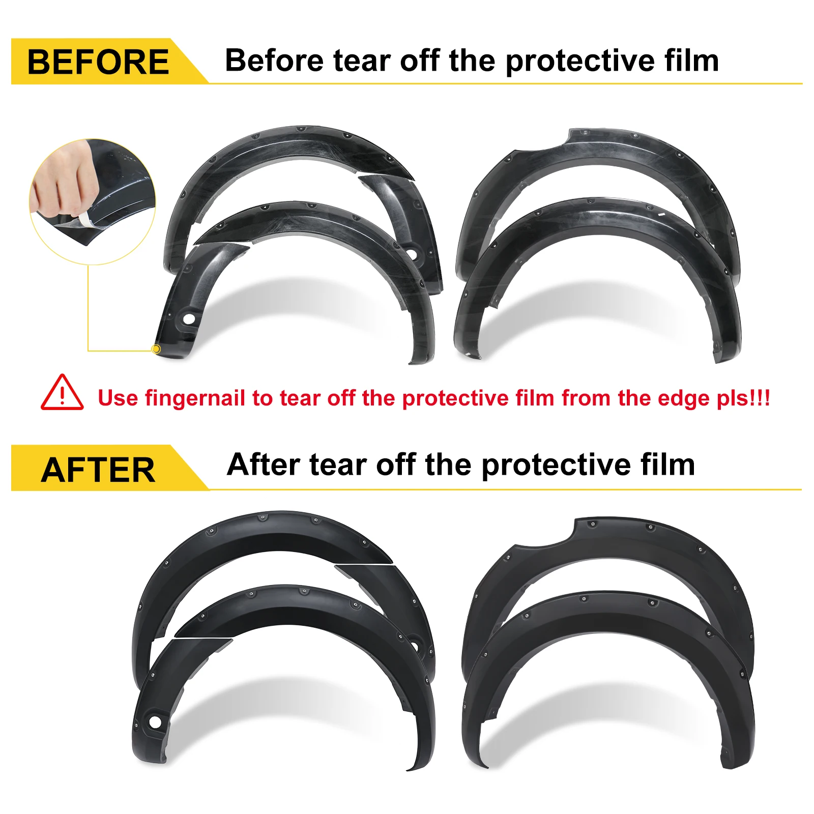 6'' Wheel Arch Extension Fender Flares for Ford Ranger Wildtrak Limited XLT XL 2015-2022 T7 T8 Models Dual Cab Mudguards