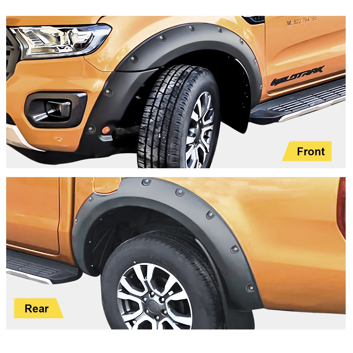 6'' Wheel Arch Extension Fender Flares for Ford Ranger Wildtrak Limited XLT XL 2015-2022 T7 T8 Models Dual Cab Mudguards