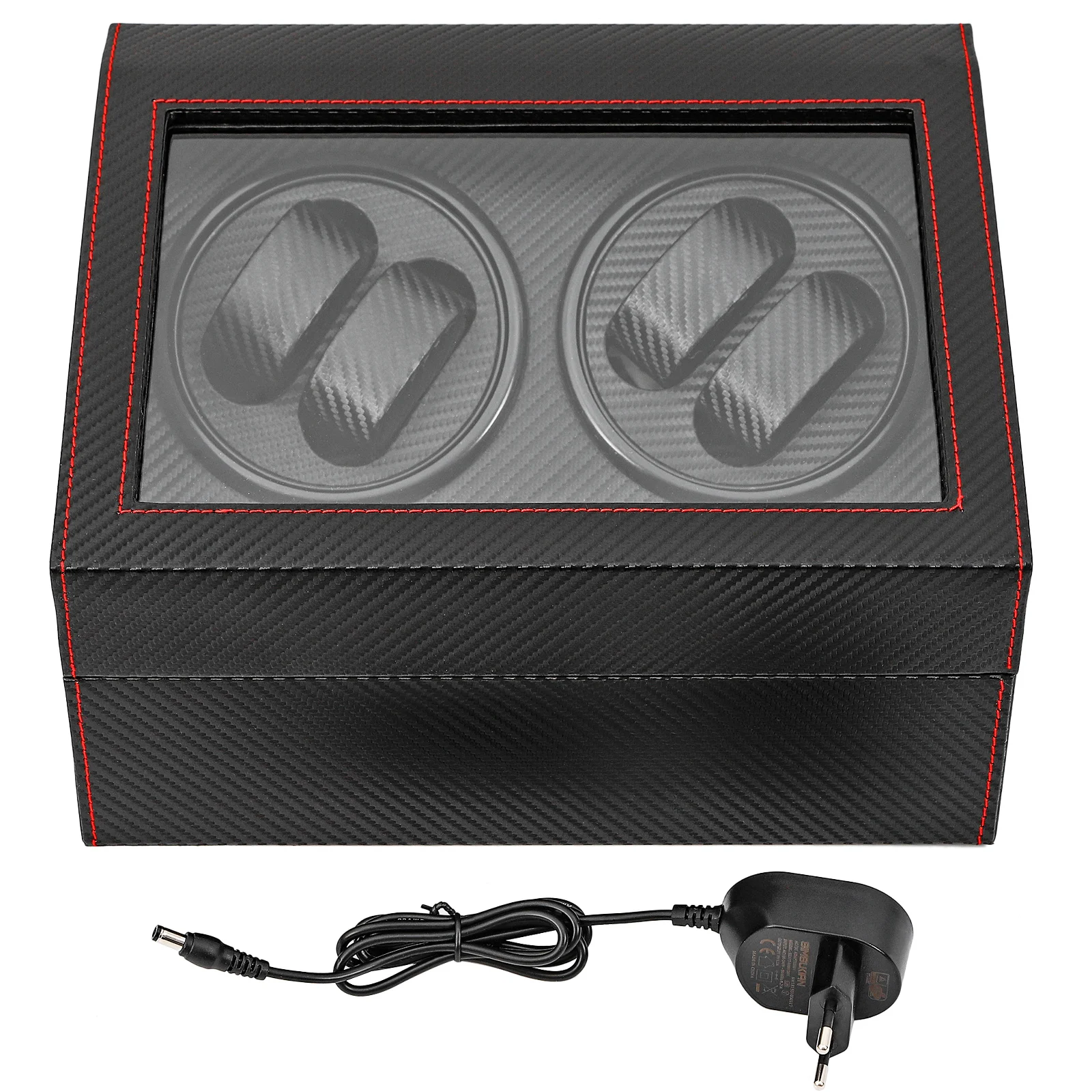Carbon Fiber PU Leather Watch Winder Automatic Rotation Watches Storage Box Display Case Electric Turntables