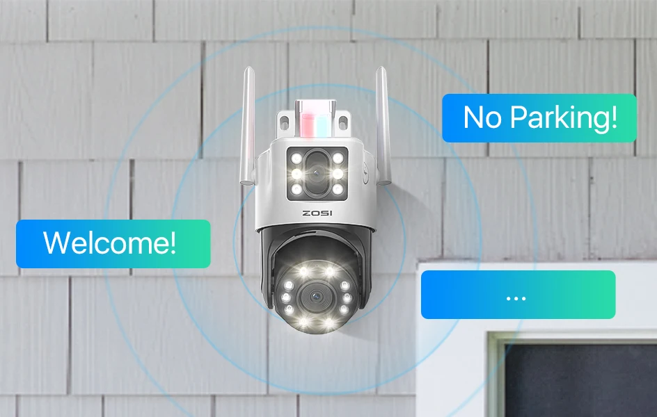 ZOSI C298 4K 8MP Dual-Lens(2x4MP) Wired WiFi PTZ Security Camera Outdoor with Wide Angle 8X Hybrid Zoom 360 Surveillane Cam