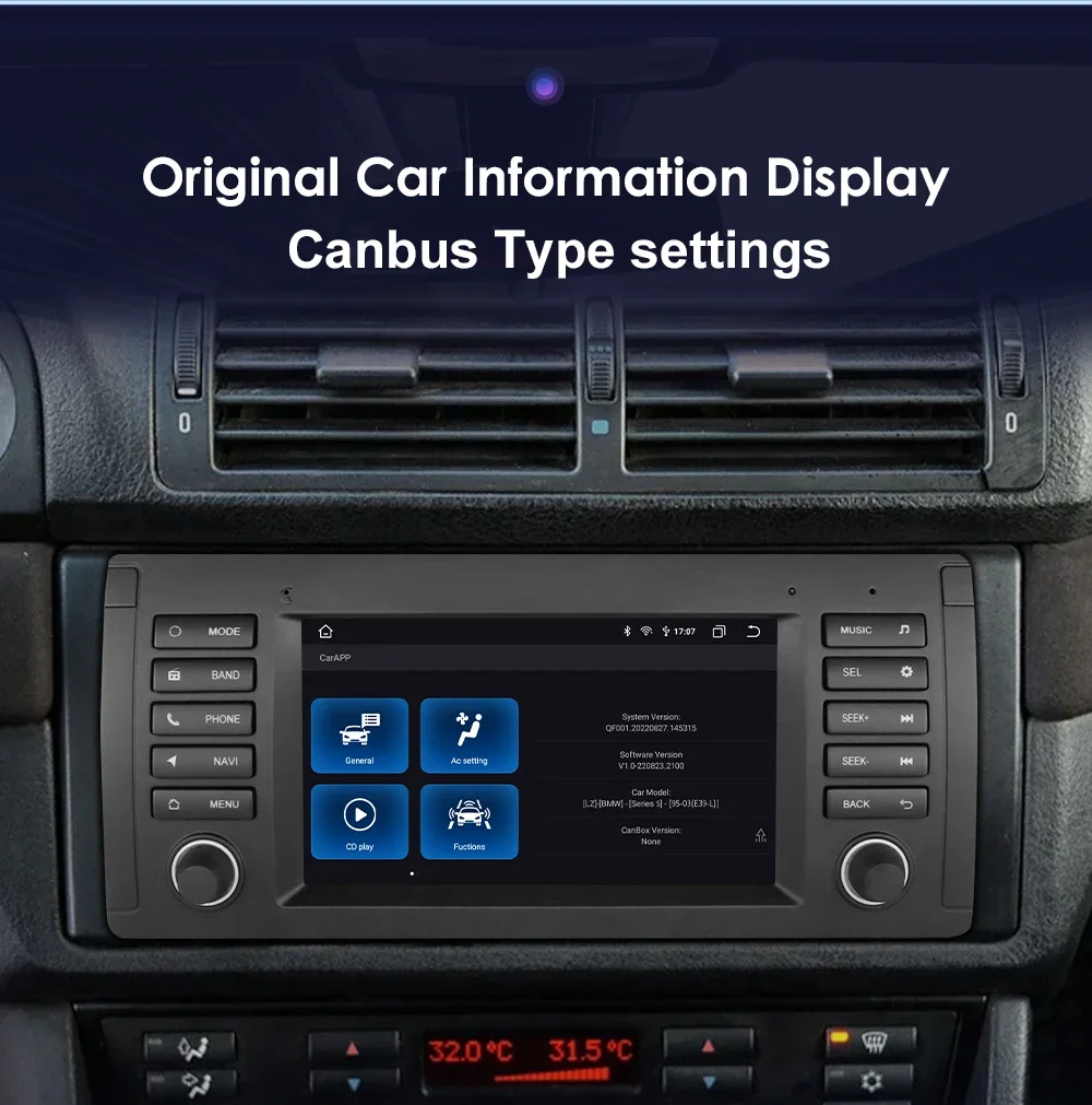 Hizpo 2Din 7-inch Android Car Radio for BMW E39 X5 E53 M5 1996 - 2007 Navigation GPS RDS DSP 4G BT CarPlay SWC UI7862 Multimedia