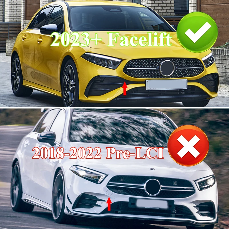 GT Style Front Bumper Grille Fits Mercedes Benz A-Class W177 AMG Line 2023-2024