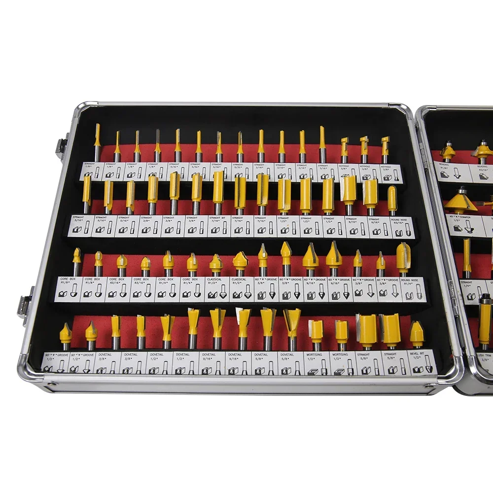 Allsome 100pcs 1/4” Router Bits, Carbide Wood Milling Cutter for Woodworkers and Beginners, Ideal for Woodworking Project