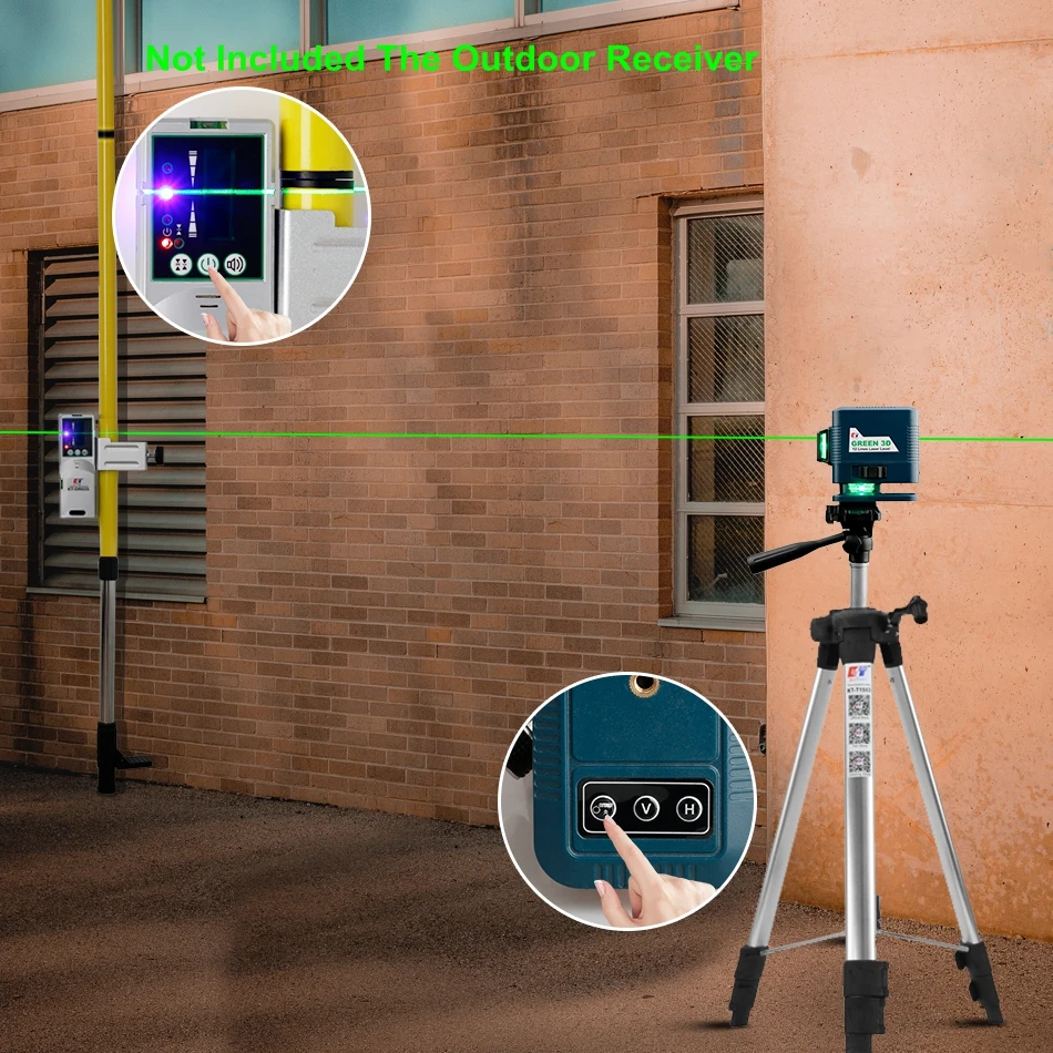 KaiTian Laser Level Self Leveling Battery Cross Vertical&Horizontal Powerful Remote Control Green 12 Lines Nivel Laser Level 360