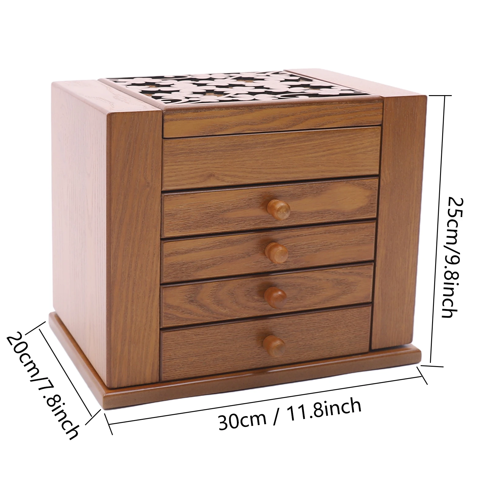 Bymaocar 5 Layers Vintage Large Jewelry Organizer Case Wooden Storage Box with 4 Drawers Jewelry Boxes