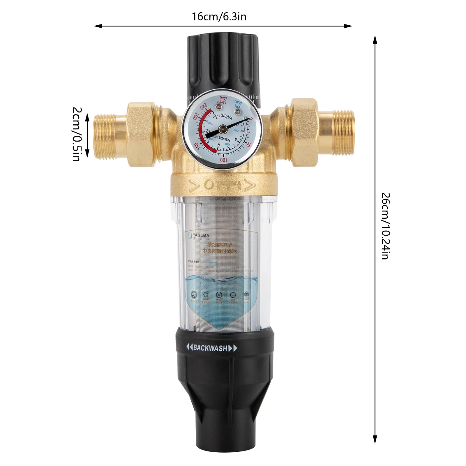 Reusable Tap Water Filter Stainless Steel Flowing Fine Filter Pre-filter Sediment Filter for Well Water Hose 1/2 inch 3/4 inch