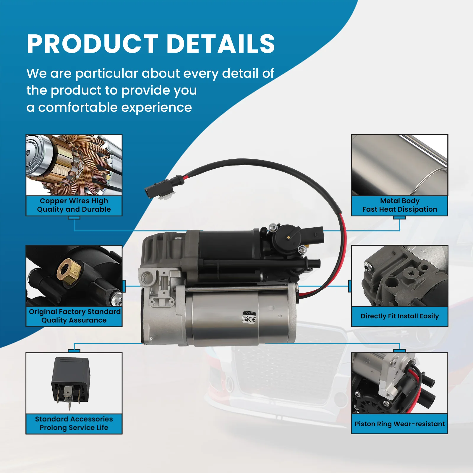 Air Suspension Compressor Pump + Relay For Mercedes Benz E Class W212 2123200404 2123200104