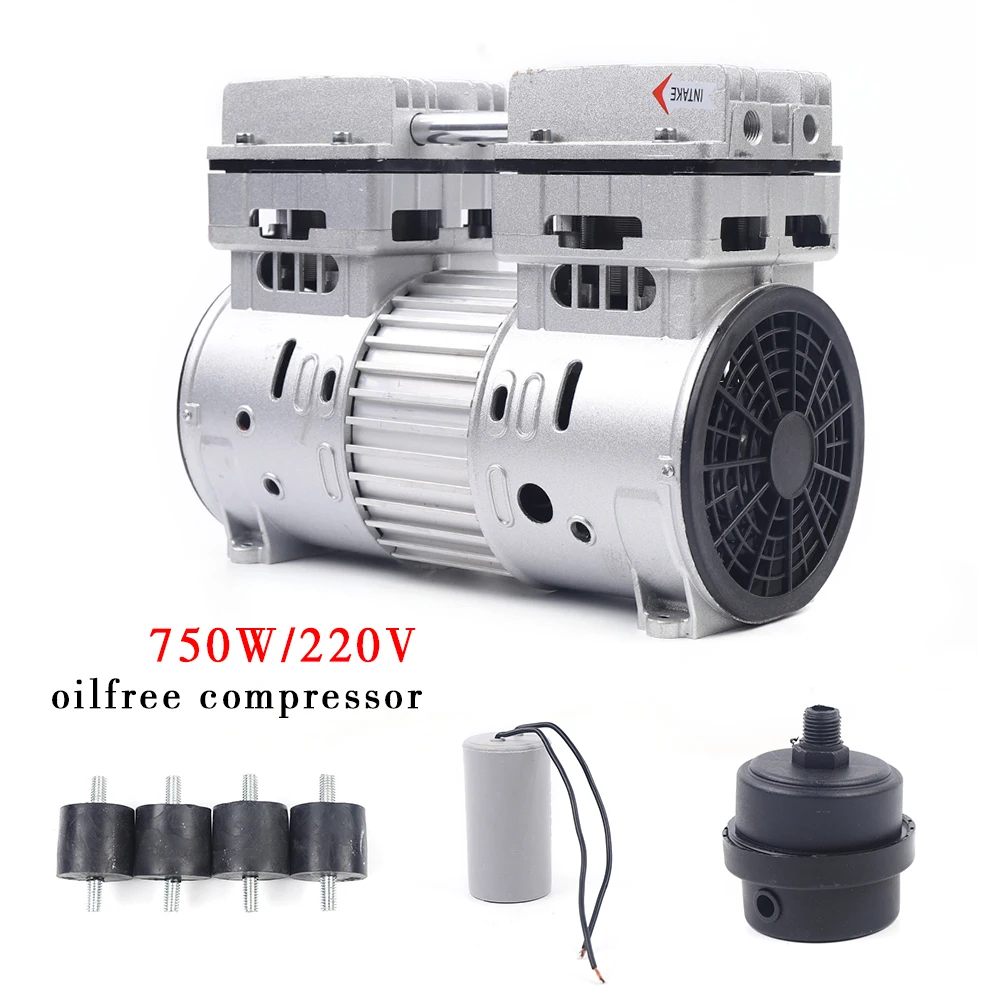 1400RPM 220V 125L/min 8 Bar Silent Compressed Air Compressor Head Oil Free Air Compressor Unit