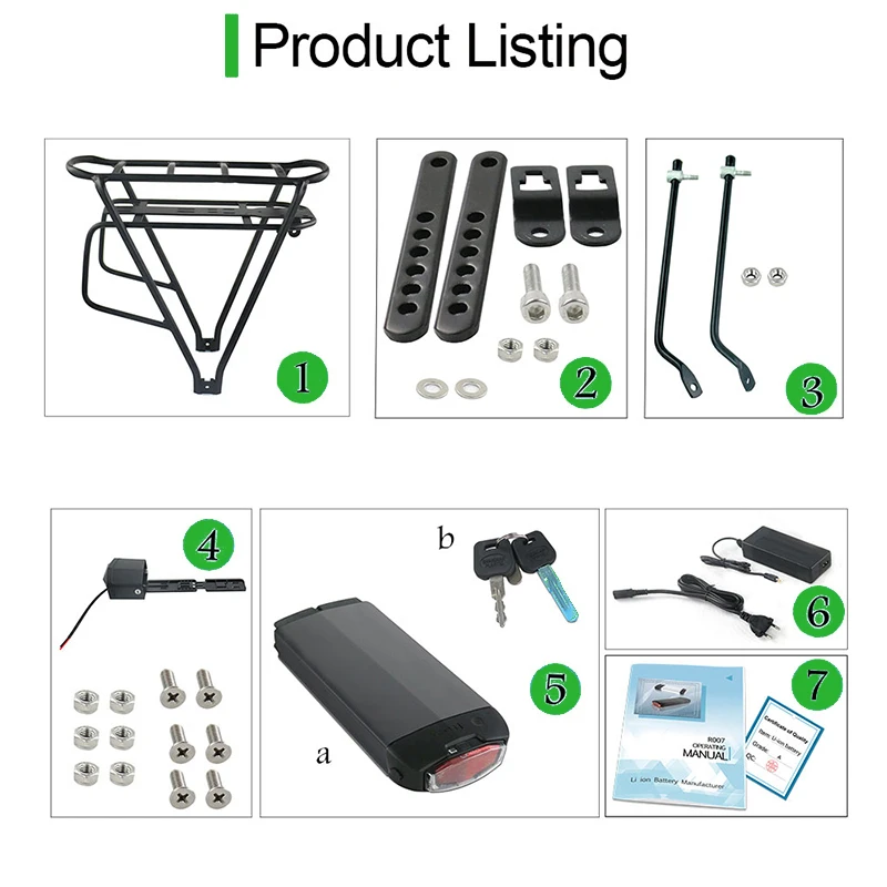 Ebike Battery 36V 18Ah 17.5Ah 13AH 15H Rear Rack Electric Bicycle Battery 18650 27100 Pack for 36V 250W 350W 500W Motor Kit