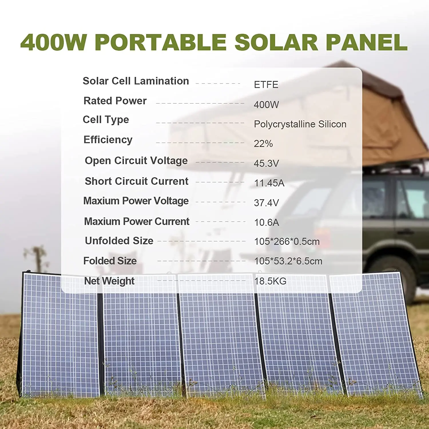 ALLPOWERS 400W / 200W / 140W / 100W / 60W Solar Charger,Portable Waterproof Foldable Solar Panel for Camping RV Garden Roof