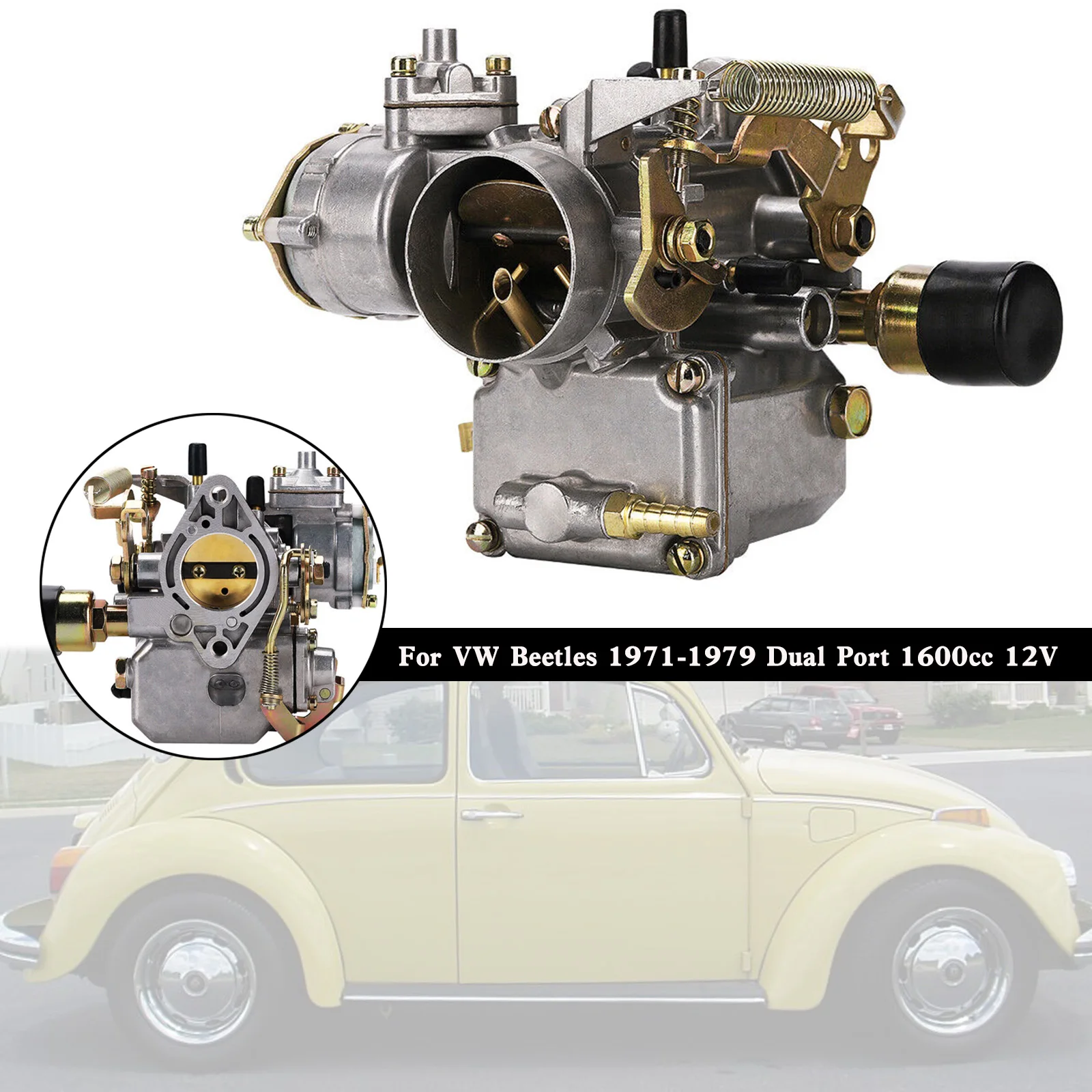 Artudatech 34 Pict-3 Carburetor 113129031K For VW Beetles 1971-1979 Dual Port 1600cc 12V Car Accessories