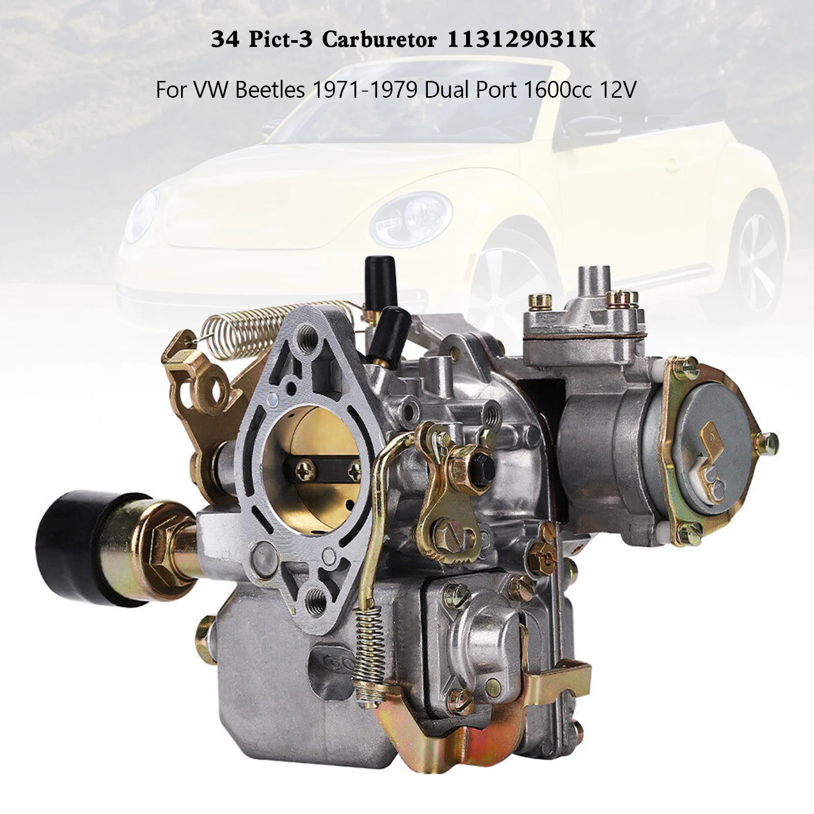 Artudatech 34 Pict-3 Carburetor 113129031K For VW Beetles 1971-1979 Dual Port 1600cc 12V Car Accessories