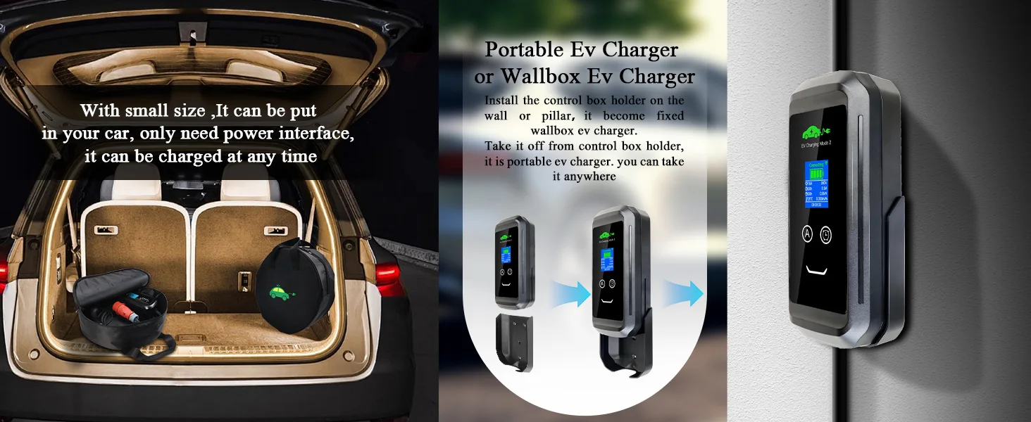 Kolanky 6/8/10/13/16A 11KW Eletric Vehicle Charger Timer Type 2 Smart TuyaAPP Wifi Control Set Charging Time PHEV Hybrid Car 10M