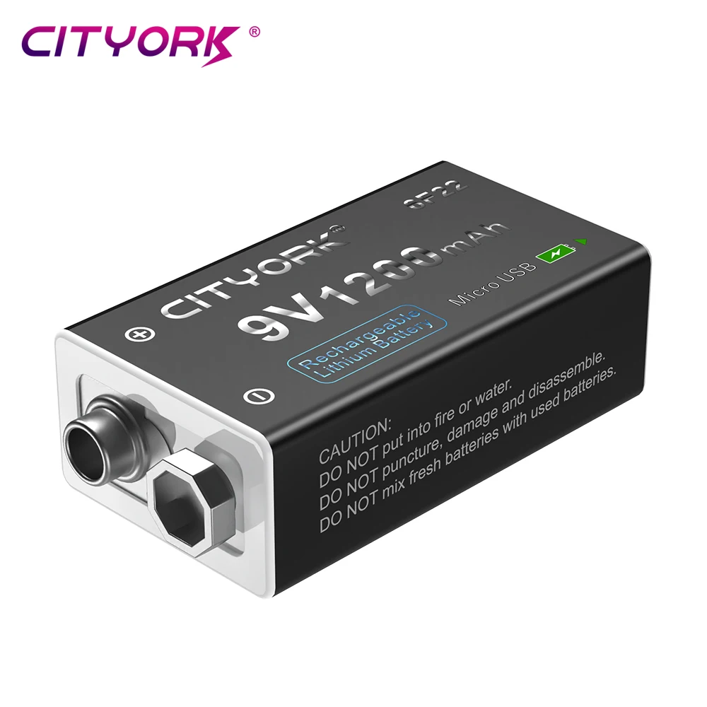 CITYORK 9V Li-ion battery 6F22 9V 1200mAh USB Rechargeable Batteries For Metal Detector Model Microphone Toy Multimeter