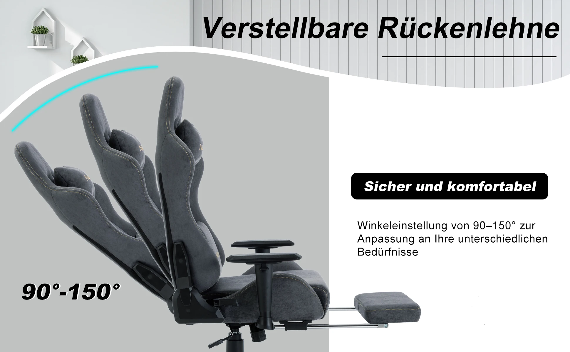 Andyou Gaming Chair, Computer Chair with Footrest, Headrest, Lumbar Support, Height Adjustable Ergonomic PC Chair