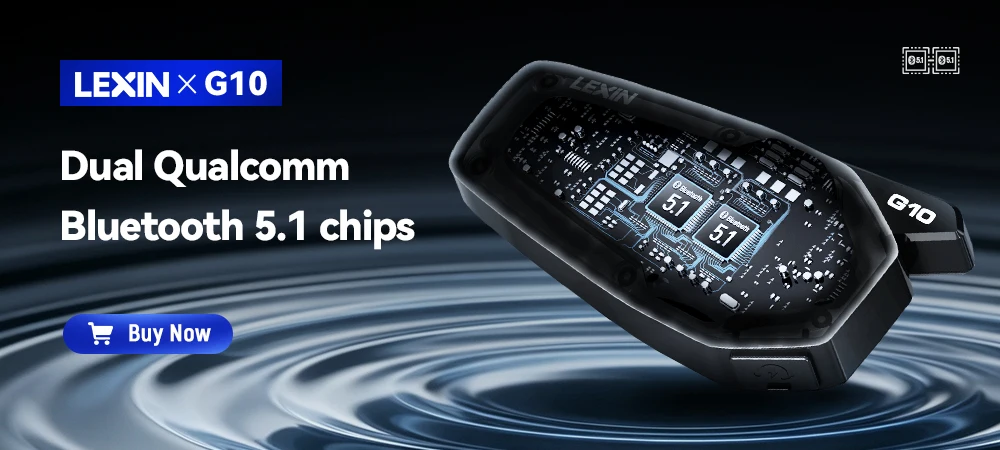 Lexin G1 Motorcycle Bluetooth Headsets for Helmet, Voice Assistance, Music, IP67 Waterproof, High Definition Speakers
