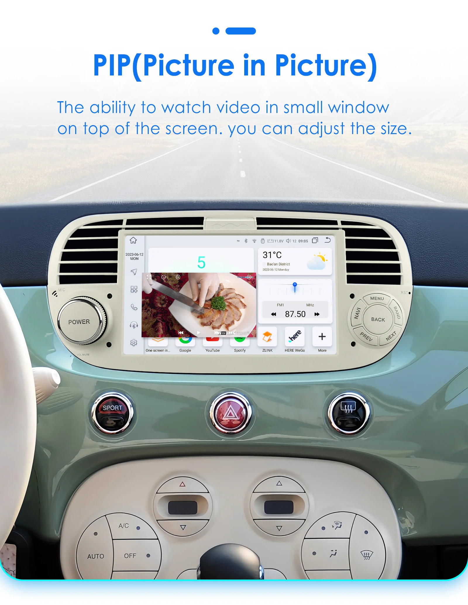 1Din Android 12 AI Voice Carplay Android Auto Radio For FIAT 500 Car Multimedia GPS 4G autoradio RDS 4G-LET SWC NO DVD