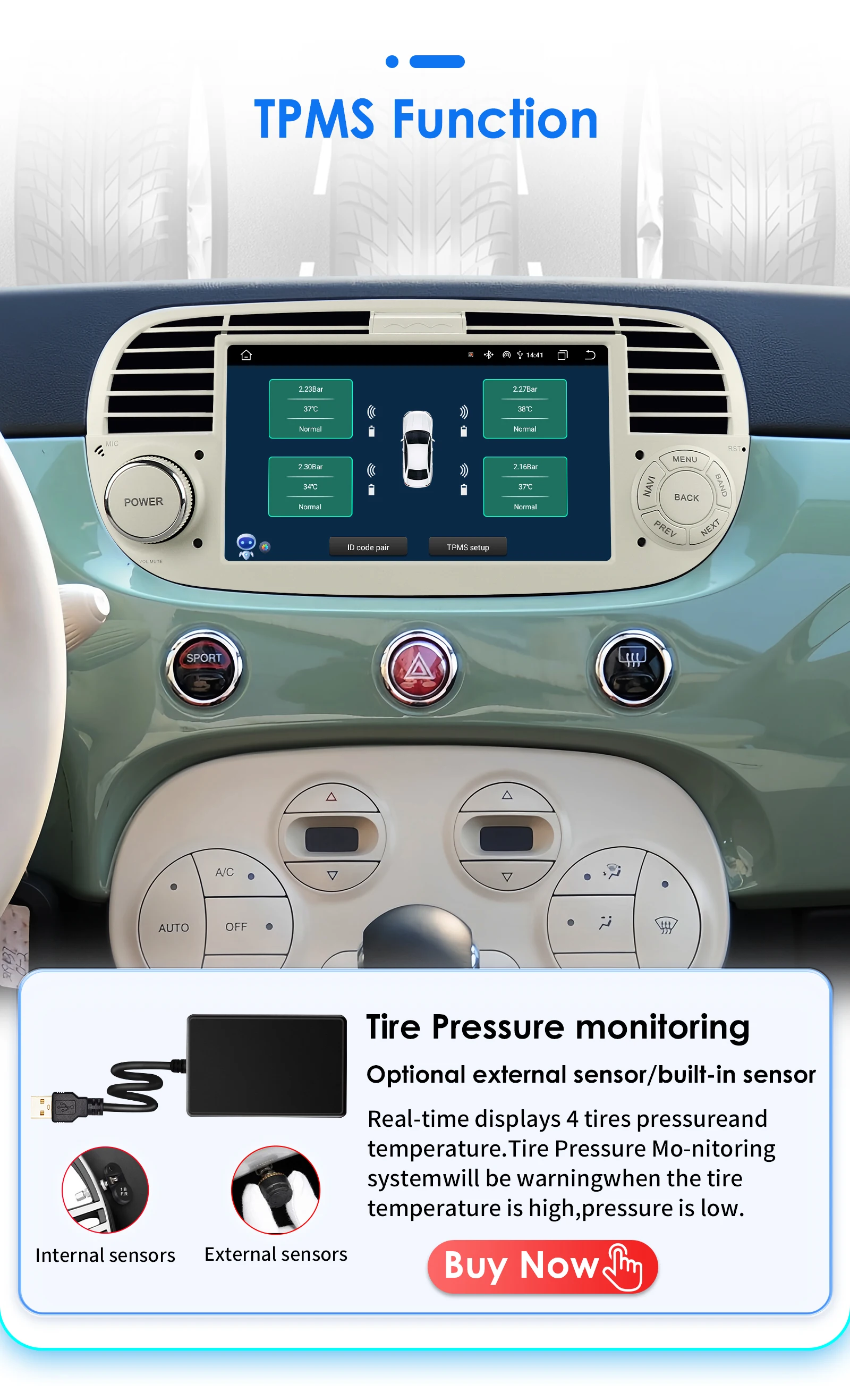 1Din Android 12 AI Voice Carplay Android Auto Radio For FIAT 500 Car Multimedia GPS 4G autoradio RDS 4G-LET SWC NO DVD