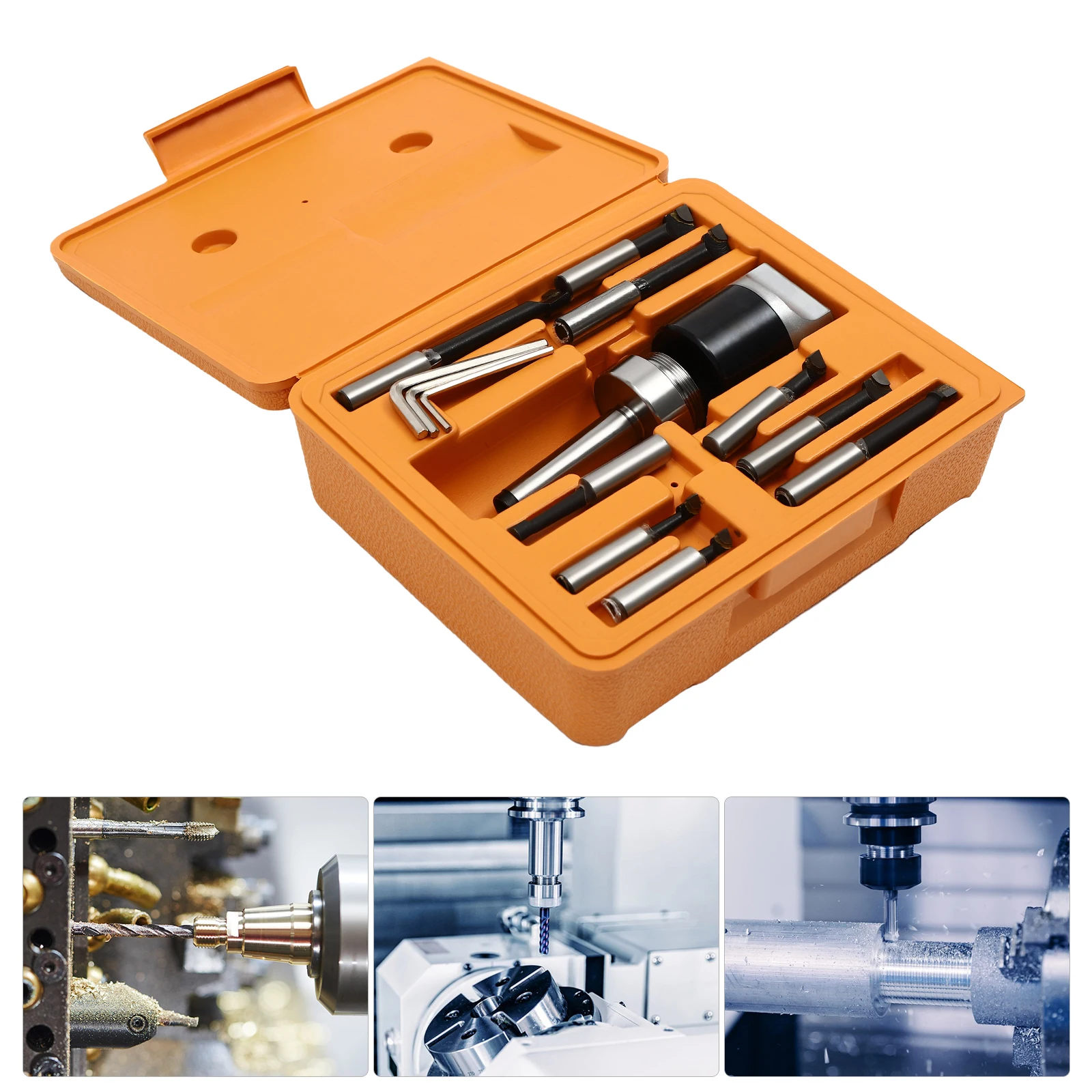 Boring Bar CNC Milling Tools Kit MT2-M10 50mm Boring Head +9 Boring Carbide Tips Milling Tools
