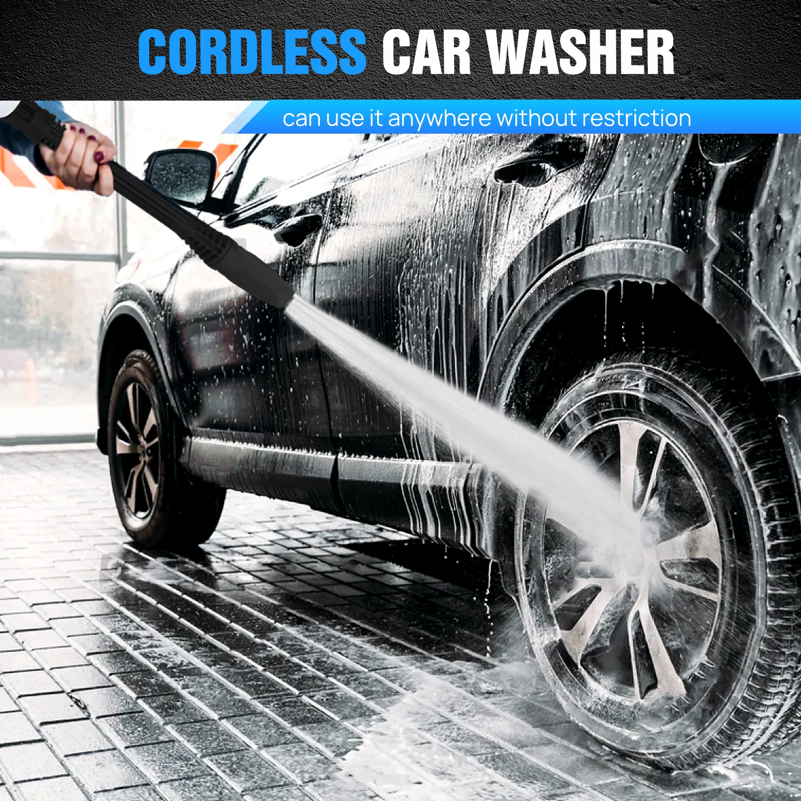 Cordless Power Washer Portable Pressure Washer High Pressure Cleaner Jet Car Washer Gun Washing with 1.5Ah Battery and Charger