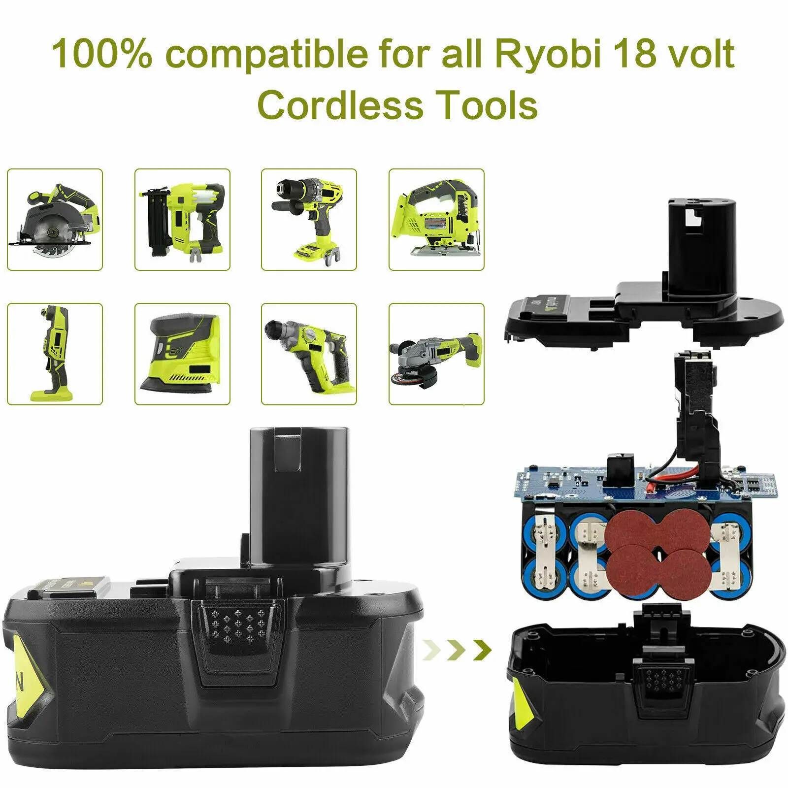 5Ah For P108 18V Batterie RB18L50 Battery and Li-ion Battery Charger P104 P107 RB18L50 RB18L20 Power Tools Battery