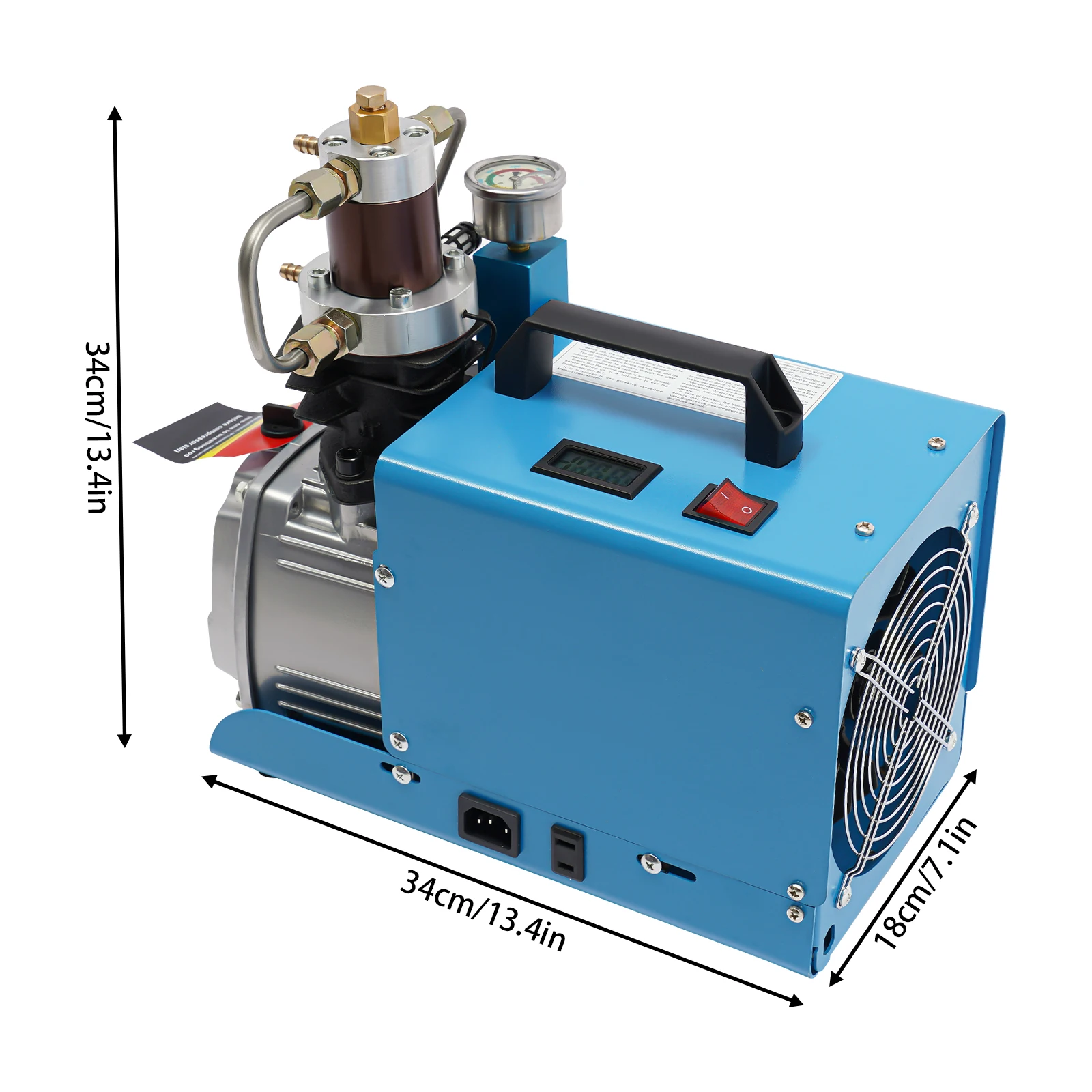 1800W 220V Portable Electric High Pressure Air Pump 0-30MPa, Water+Air Cooling Asynchronous Motor Inflator with Water-Oil Separator for Garage Workshop