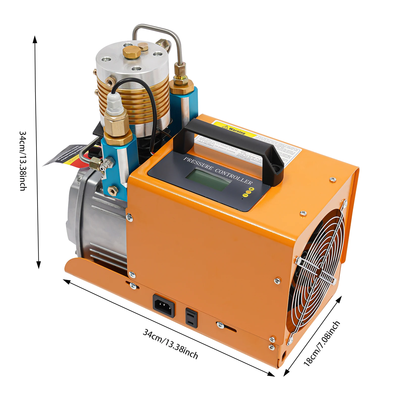 1800W 220V Portable Electric High Pressure Air Pump 0-30MPa, Water+Air Cooling Asynchronous Motor Inflator with Water-Oil Separator for Garage Workshop