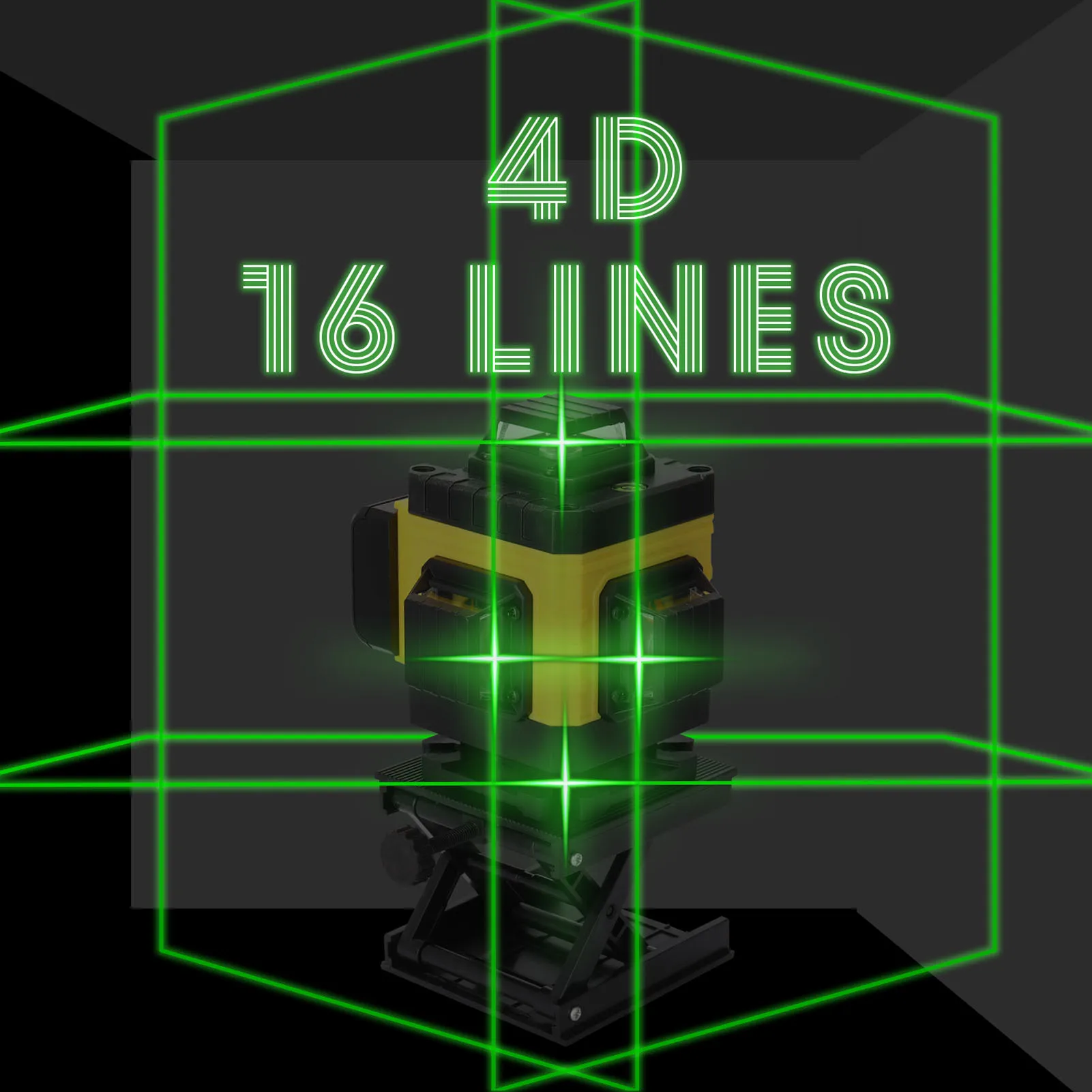 4D 16 Lines Laser Level Tool Vertical Horizontal Lines Multifunctional 3° Self-leveling With Li-ion battery Green Laser Levels
