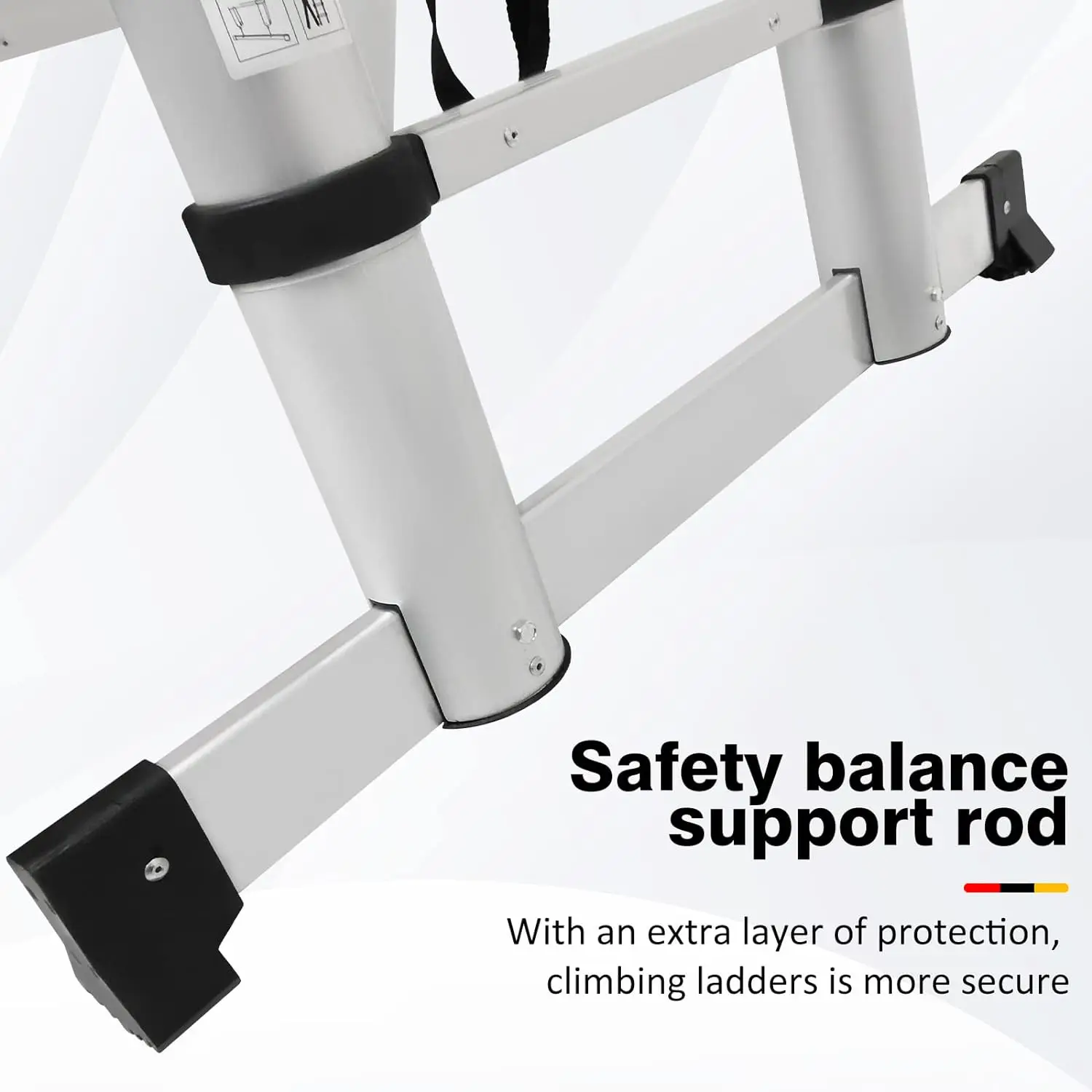 5M Telescopic Folding Ladder with Stabilizer Bar, Extension Ladder A-Frame Multi-Purpose Folding Ladder 330lb Capacity