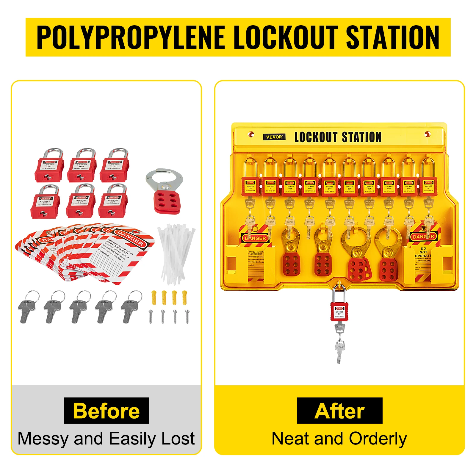SucceBuy 26/58 PCS Lockout Tagout Kits 46 Electrical Safety Loto Kit 53PCS Industrial Includes Padlocks Personal Lockout Station