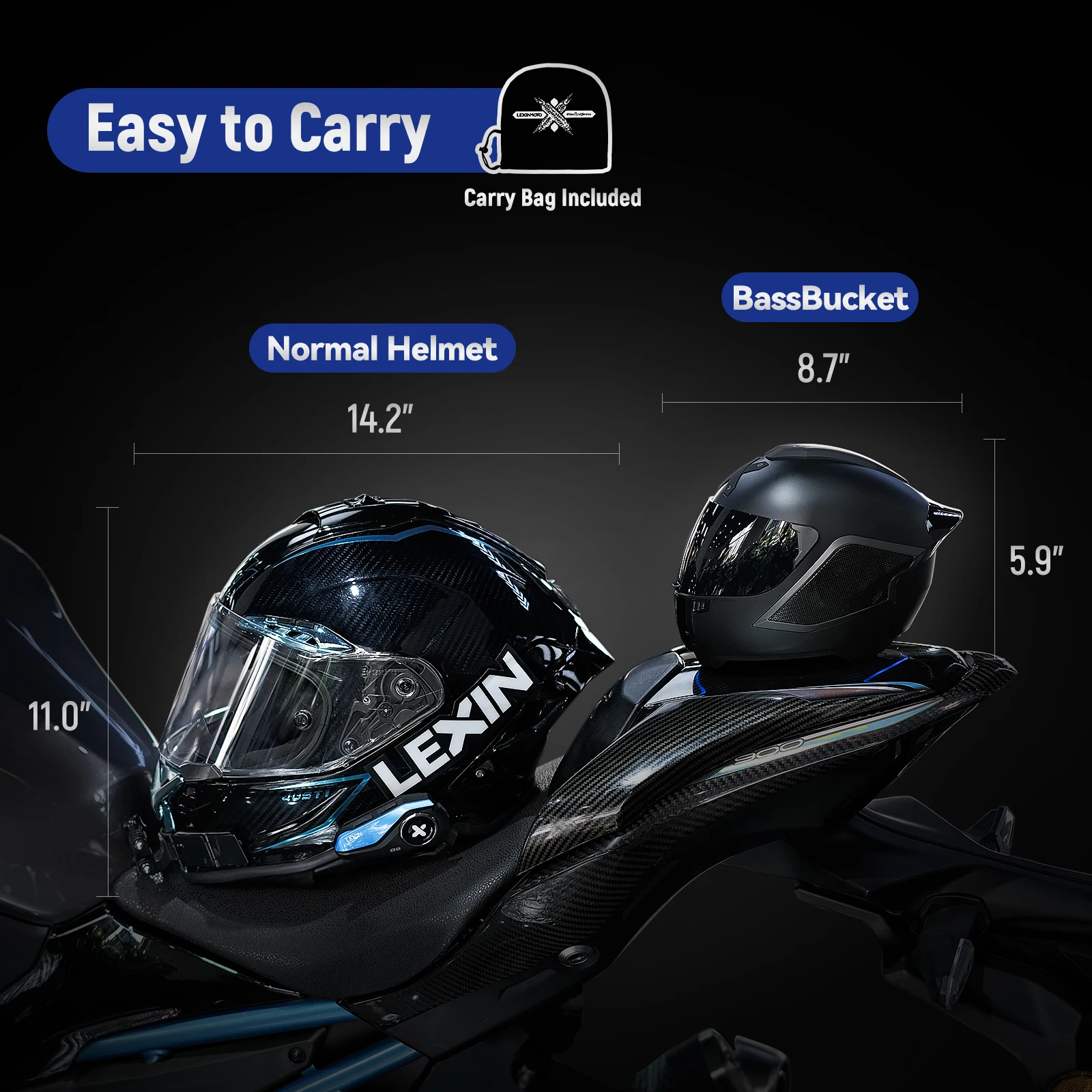 Lexin Bassbucket Portable Speaker Bluetooth with Motorcycle Helmet Concept Design, Multiple Devices Music Sharing Powerful Audio