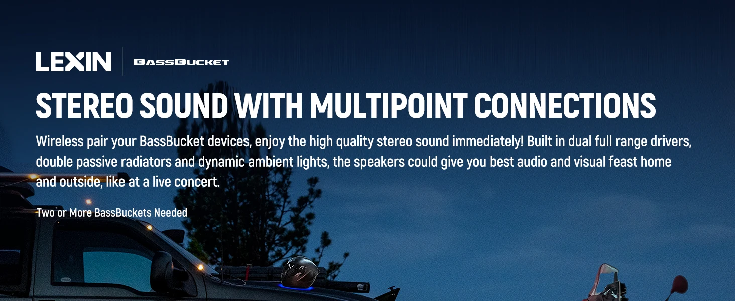 Lexin Bassbucket Portable Speaker Bluetooth with Motorcycle Helmet Concept Design, Multiple Devices Music Sharing Powerful Audio